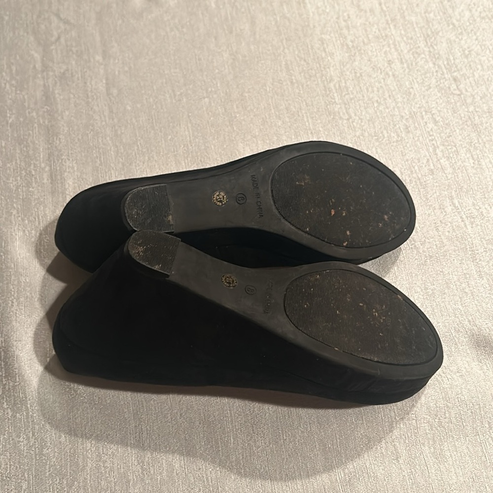 A.N.A Black Suede Round-Toe Wedge Heels - Picture 6 of 6